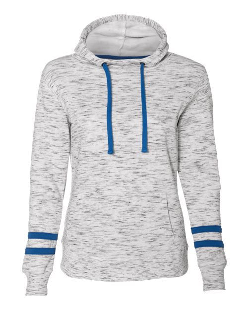 J. America Women’s Mélange Fleece Striped-Sleeve Hooded Sweatshirt 8674