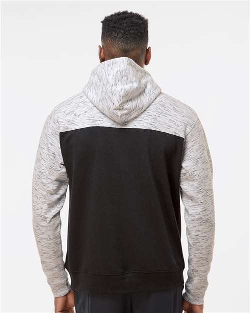 J. America Men's Mélange Fleece Colorblocked Hooded Sweatshirt 8676