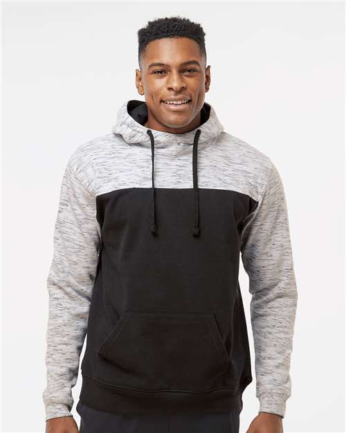 J. America Men's Mélange Fleece Colorblocked Hooded Sweatshirt 8676