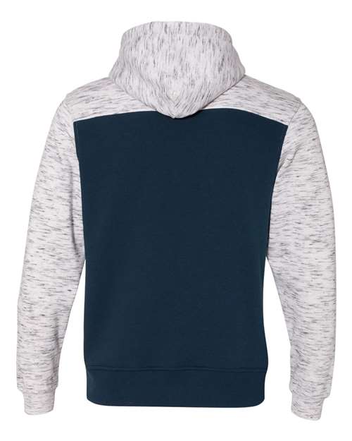 J. America Men's Mélange Fleece Colorblocked Hooded Sweatshirt 8676