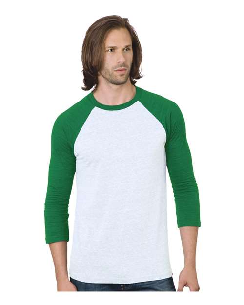 Bayside Unisex Triblend Three-Quarter Sleeve Raglan T-Shirt 9525