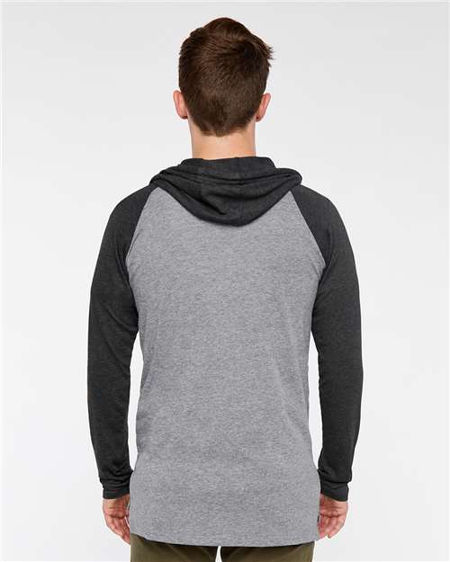 LAT Unisex Fine Jersey Hooded Long Sleeve Raglan Tee 6917