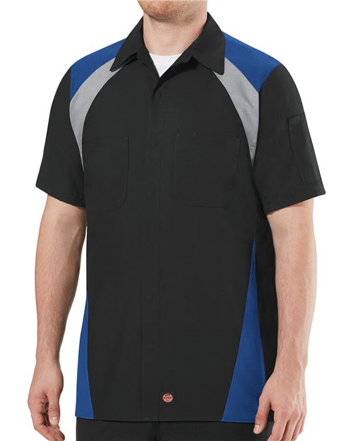 Red Kap Men's Tri-Color Short Sleeve Shop Shirt SY28
