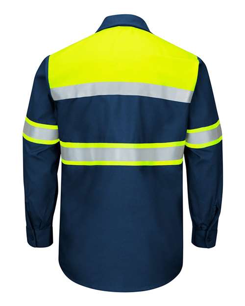 Red Kap Men's Hi-Visibility Colorblock Ripstop Long Sleeve Work Shirt SY70