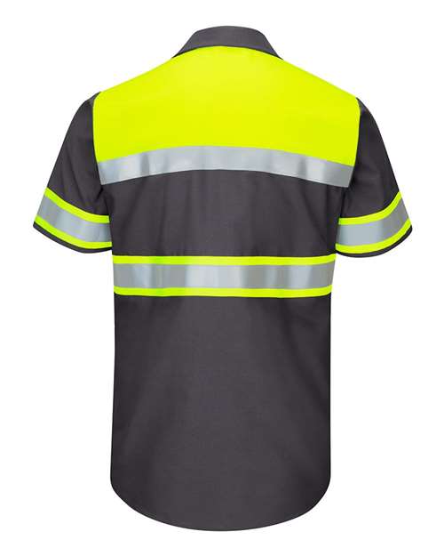 Red Kap Men's Tall Hi-Visibility Colorblock Ripstop Short Sleeve Work Shirt SY80T