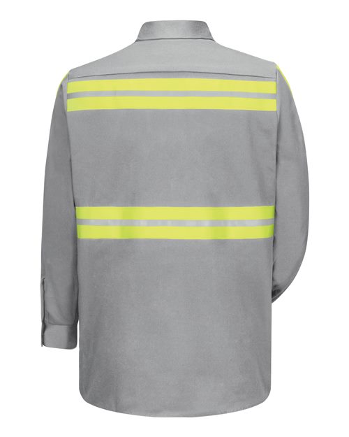 Red Kap Men's Tall Enhanced Visibility Long Sleeve Cotton Work Shirt SC30ET