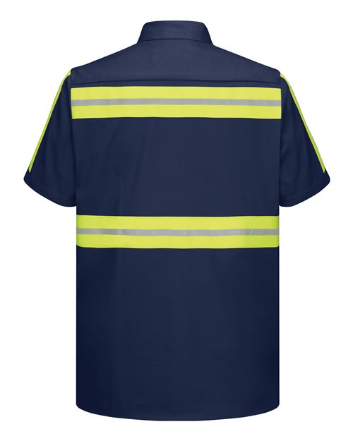 Red Kap Men's Tall Enhanced Visibility Short Sleeve Cotton Work Shirt SC40ET