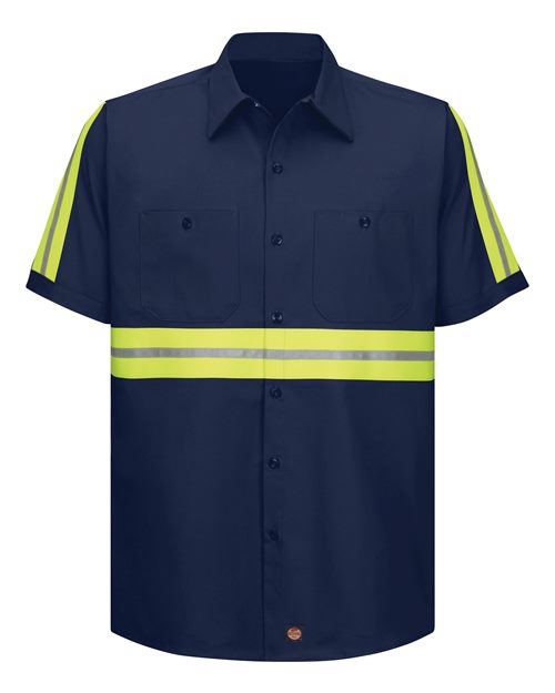 Red Kap Men's Tall Enhanced Visibility Short Sleeve Cotton Work Shirt SC40ET