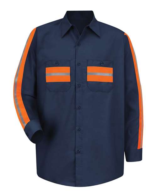 Red Kap Men's Industrial Enhanced-Visibility Long Sleeve Work Shirt SP14E