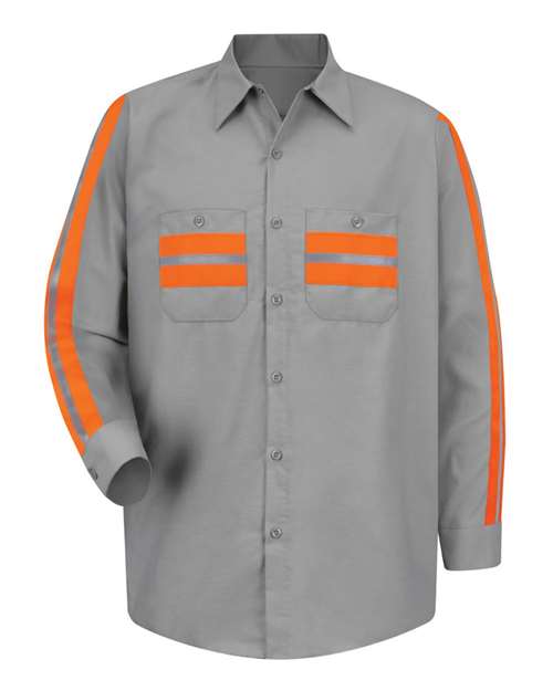 Red Kap Men's Industrial Enhanced-Visibility Long Sleeve Work Shirt SP14E