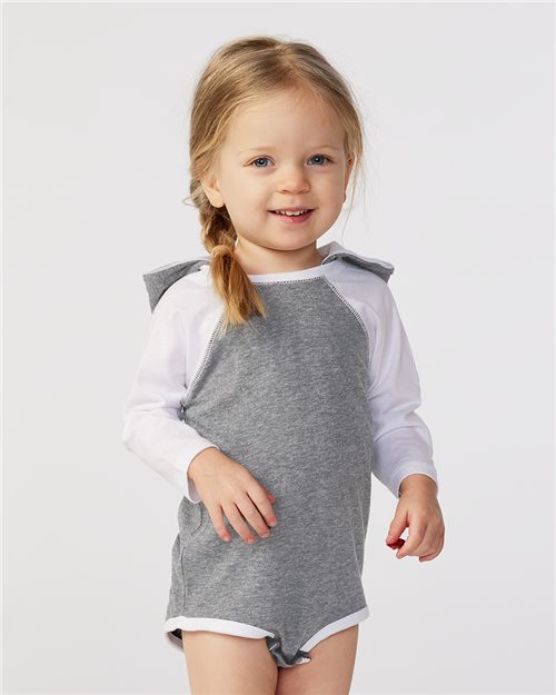 Rabbit Skins Infant Fine Jersey Character Hooded Long Sleeve Bodysuit with Ears 4418