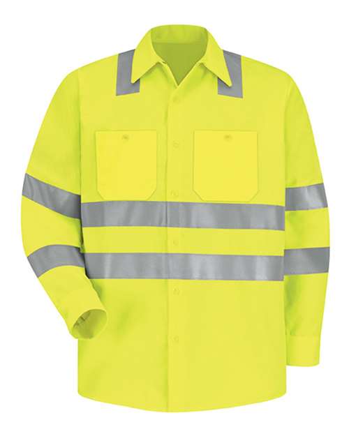 Red Kap Men's High Visibility Safety Long Sleeve Work Shirt SS14HV