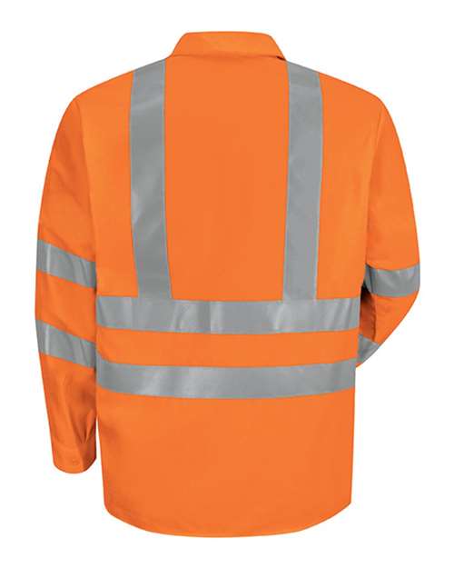 Red Kap Men's High Visibility Safety Long Sleeve Work Shirt SS14HV