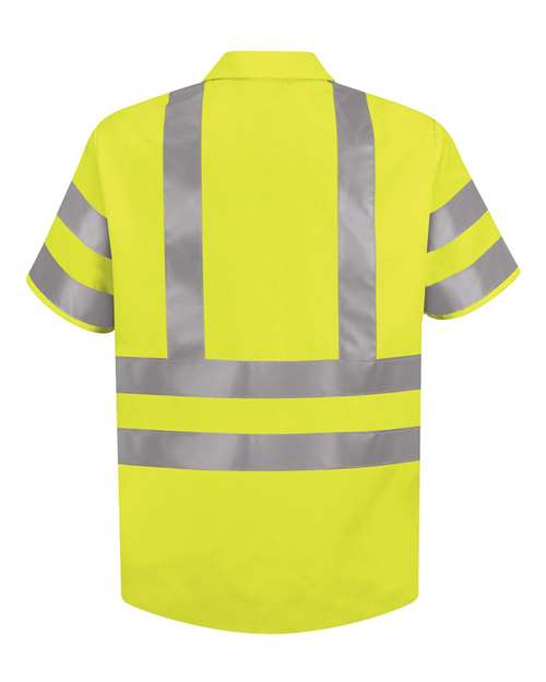 Red Kap Men's Tall High Visibility Safety Short Sleeve Work Shirt SS24HVT