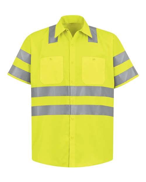 Red Kap Men's Tall High Visibility Safety Short Sleeve Work Shirt SS24HVT