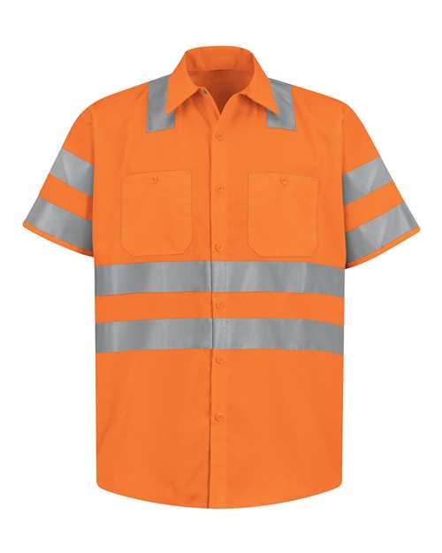 Red Kap Men's High Visibility Safety Short Sleeve Work Shirt SS24HV
