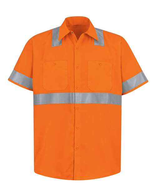 Red Kap Men's High Visibility Safety Short Sleeve Work Shirt SS24HV