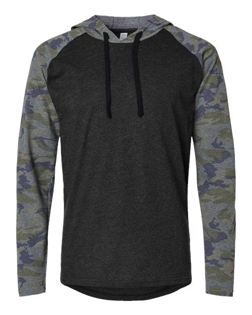 LAT Unisex Fine Jersey Hooded Long Sleeve Raglan Tee 6917