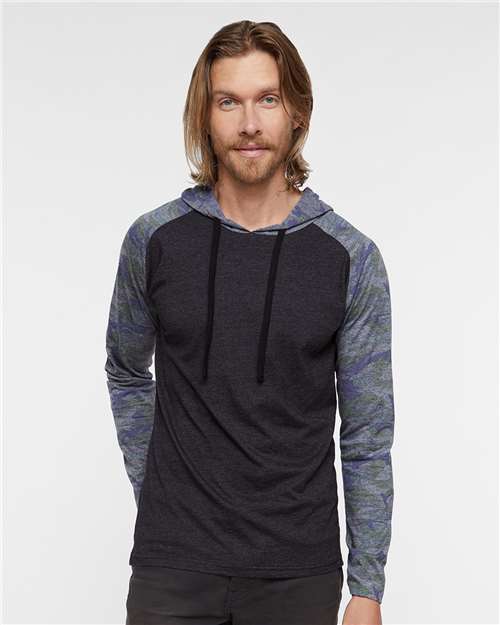 LAT Unisex Fine Jersey Hooded Long Sleeve Raglan Tee 6917