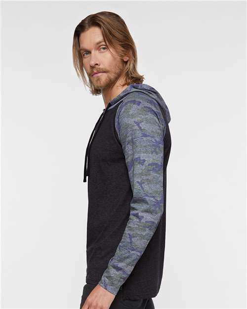 LAT Unisex Fine Jersey Hooded Long Sleeve Raglan Tee 6917