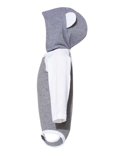 Rabbit Skins Infant Fine Jersey Character Hooded Long Sleeve Bodysuit with Ears 4418