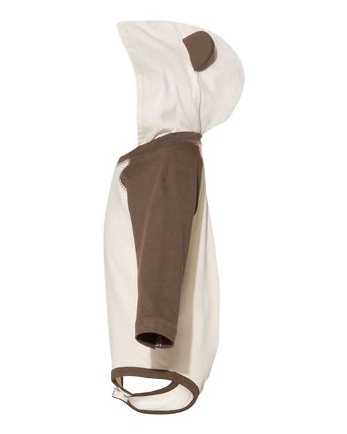 Rabbit Skins Infant Fine Jersey Character Hooded Long Sleeve Bodysuit with Ears 4418