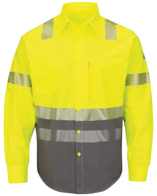 Bulwark Men's Hi-Visibility Color Block Uniform Shirt - EXCEL FR® ComforTouch® - 7 oz. SLB4H
