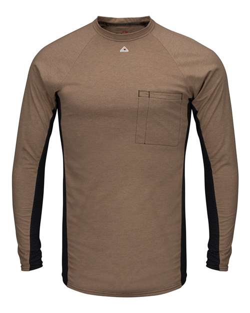 Bulwark Men's Long Sleeve FR Two-Tone Base Layer with Concealed Chest Pocket - EXCEL FR MPS8