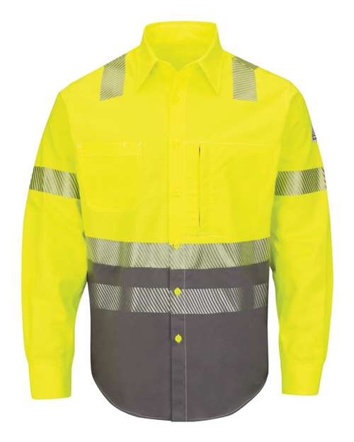 Bulwark Men's Hi-Visibility Color Block Uniform Shirt - EXCEL FR® ComforTouch® - 7 oz. SLB4H