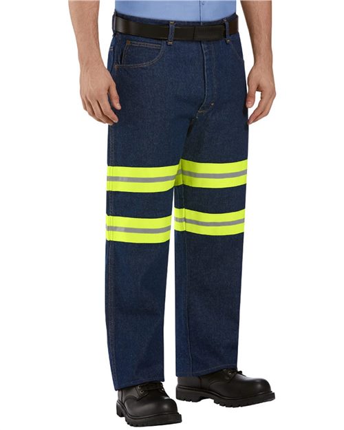 Red Kap Men's Enhanced Visibility Relaxed Fit Jeans PD60ED