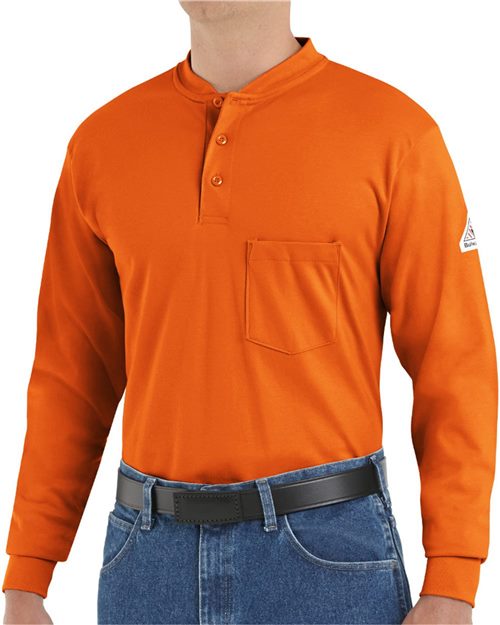 Bulwark Men's Long Sleeve Tagless Henley Shirt SEL2