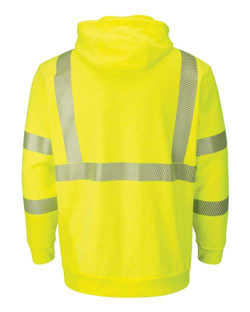 Bulwark Men's Hi-Visibility Zip-Front Hooded Fleece Sweatshirt with Waffle Lining SMZ4HV