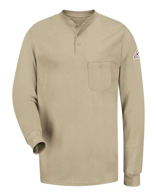 Bulwark Men's Tall Long Sleeve Tagless Henley Shirt SEL2T