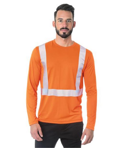 Bayside Unisex USA-Made Hi-Visibility Long Sleeve Performance T-Shirt - Segmented Tape 3740