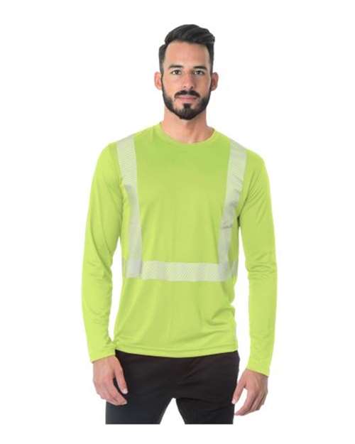 Bayside Unisex USA-Made Hi-Visibility Long Sleeve Performance T-Shirt - Segmented Tape 3740