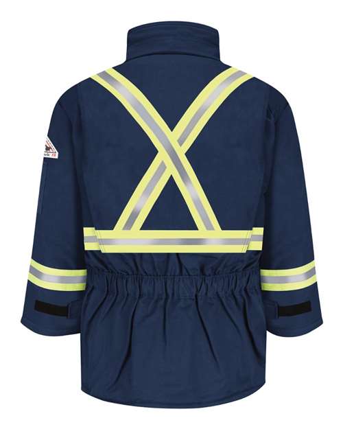 Bulwark Men's Long Deluxe Parka With Reflective Trim - EXCEL FR® ComforTouch JLPCL