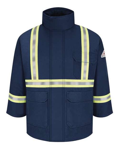 Bulwark Men's Long Deluxe Parka With Reflective Trim - EXCEL FR® ComforTouch JLPCL