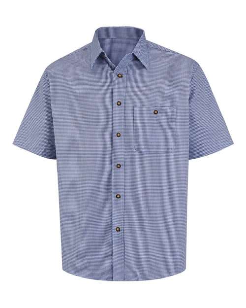 Red Kap Men's Tall Mini-Plaid Uniform Short Sleeve Shirt SP84T