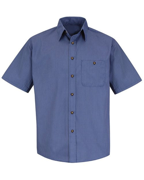 Red Kap Men's Tall Mini-Plaid Uniform Short Sleeve Shirt SP84T