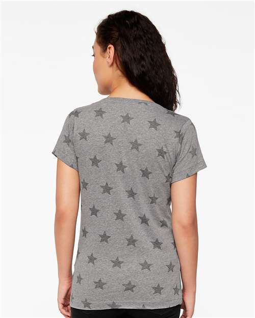 Code Five Women's Star Print Scoop Neck Tee 3629