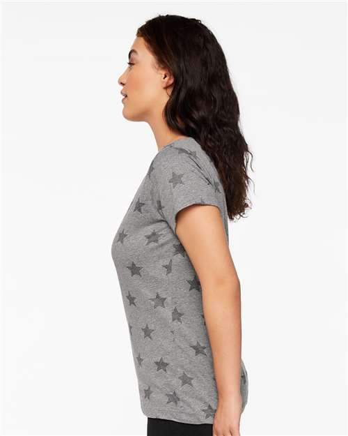 Code Five Women's Star Print Scoop Neck Tee 3629
