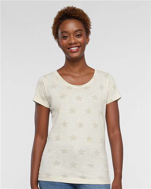 Code Five Women's Star Print Scoop Neck Tee 3629