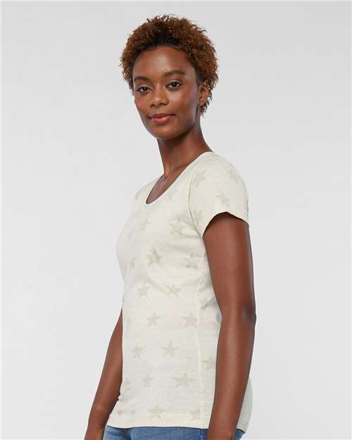 Code Five Women's Star Print Scoop Neck Tee 3629