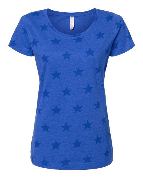 Code Five Women's Star Print Scoop Neck Tee 3629
