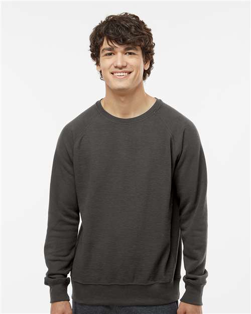 J. America Men's Ripple Fleece Raglan Crewneck Sweatshirt 8707