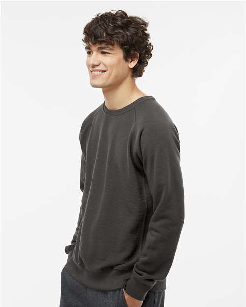 J. America Men's Ripple Fleece Raglan Crewneck Sweatshirt 8707