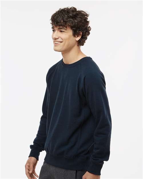 J. America Men's Ripple Fleece Raglan Crewneck Sweatshirt 8707