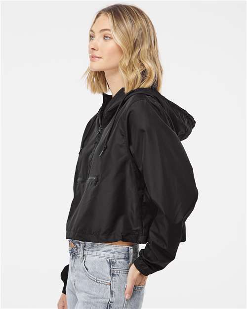 Independent Trading Co. Women's Lightweight Quarter-Zip Pullover Crop Windbreaker EXP64CRP