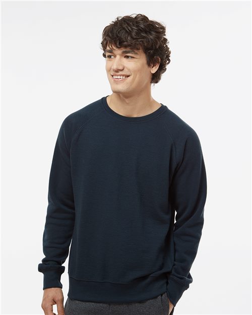 J. America Men's Ripple Fleece Raglan Crewneck Sweatshirt 8707