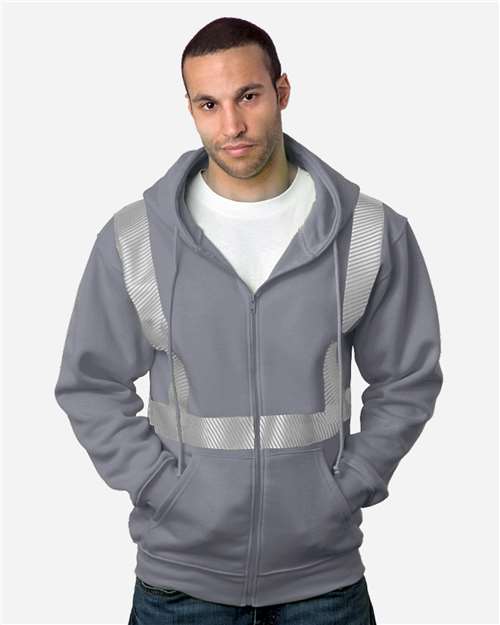 Bayside USA-Made Hi-Visibility Full-Zip Hooded Sweatshirt - Segmented Tape 3737